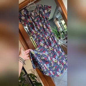 Talbots Navy and Pink Floral Dress